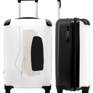 Koffer - handbagage - beige - zwart - lijn - abstract