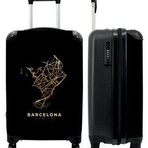 Koffer - handbagage - goud - plattegrond - stadsplattegrond - barcelona