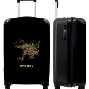 Koffer - handbagage - landkaart - goud - stadsplattegrond - sydney