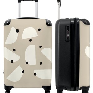 Koffer - handbagage - beige - abstract - zwart - art