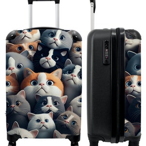 Koffer - handbagage - kinderkoffer - kat - dieren - kat - grijs - patronen