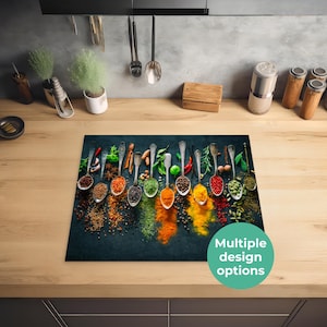 Induction Hob Protector Mat – Vinyl Stove Cap and Top Cover – Electric Cooker Kitchen Hob Cover – Stylish Mat for Induction Cooktops - Herbs