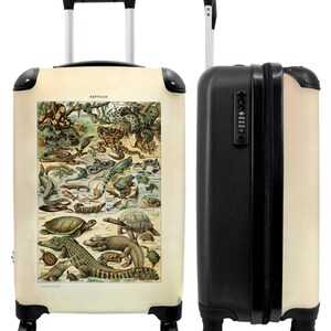 Koffer - handbagage - vintage - reptielen - dieren - illustratie - art