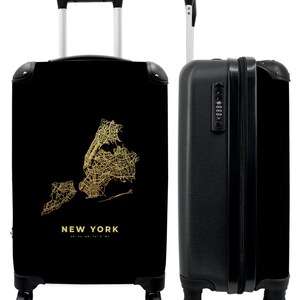 Koffer - handbagage - new york - stadsplattegrond - landkaart - goud - plattegrond