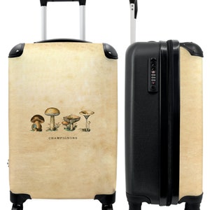 Koffer - handbagage - paddenstoelen - natuur - vintage - illustratie