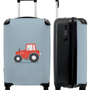 Koffer - handbagage - kinderkoffer - boerderij - tractor - voertuigen - rood - jongens