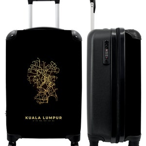 Koffer - handbagage - kuala lumpur - stadsplattegrond - landkaarten - goud - landkaart