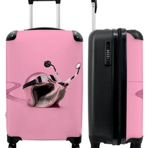 Koffer - handbagage - kinderkoffer - slak - roze - meisjes - racen