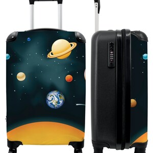 Koffer - handbagage - kinderkoffer - planeten - ruimte - aarde - kinderen