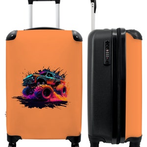 Koffer - handbagage - kinderkoffer - monstertruck - design - neon - auto