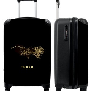 Koffer - handbagage - tokio - stadsplattegrond - landkaart - goud