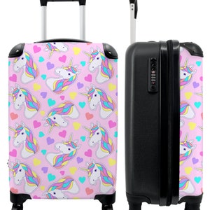 Koffer - handbagage - kinderkoffer - eenhoorn - meisje - patroon - hart