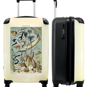 Koffer - handbagage - natuur - dieren - zee - natuur - illustratie - vintage