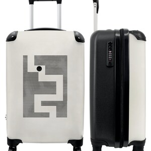 Koffer - handbagage - abstract - beige - strepen - zwart