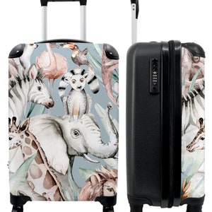 REISEKOFFER, KOFFER mit Rädern, Koffer, Aquarell Wildtiere gedruckte Grafik Koffer Tasche für Reisen und Ausflüge
