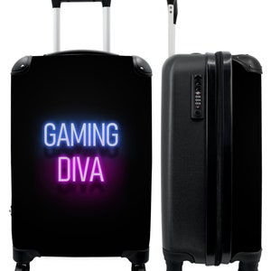 Koffer - handbagage - kinderkoffer - gaming - quotes - neon - gamingdiva - dames