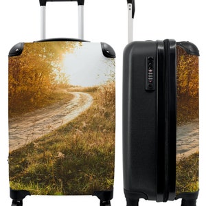 Koffer - handbagage - zon - pad - bos - zand - boom