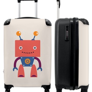 Koffer - handbagage - kinderkoffer - kids - robot - roze - antenne