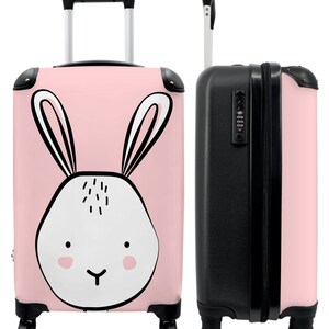 Koffer - handbagage - kinderkoffer - konijntje - roze - meisjes - illustratie