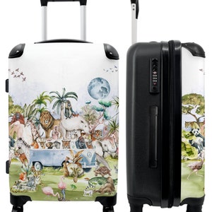 Koffer - handbagage - kinderkoffer - dieren - landschap - aquarel - bus - kinderen