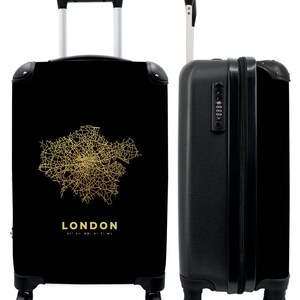 Koffer - handbagage - londen - stadsplattegrond - landkaarten - goud - landkaart