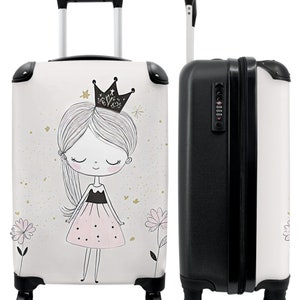 Koffer - handbagage - kinderkoffer - prinses - jurk - kroon - bloemen - meisje