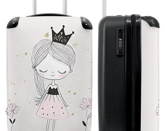 Valise - bagage cabine - valise enfant - princesse - robe - couronne - fleurs - fille