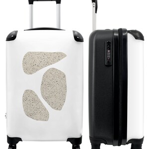Koffer - handbagage - wit - beige - zwart - abstract