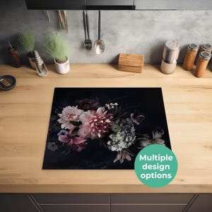 Induction Hob Protector Mat – Vinyl Stove Cap and Top Cover – Electric Cooker Kitchen Hob Cover – Stylish Mat for Induction Cooktops - Black