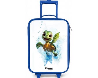Turtle Water Grön Barnväska – Lätt resevagn för barn med lysande hjul