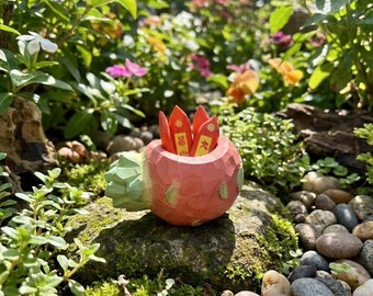 Figurine de fruit du dragon en sculpture sur bois faite main, ornement de bénédiction du nouvel an, jolie décoration de bureau pour étagère de bureau à domicile