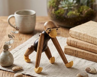 Figurine de singe faite main, sculpture d'animal articulé, décoration de chambre d'enfant, étagère de garde d'enfants, accessoire de bureau articulé, cadeau pour les amoureux des animaux