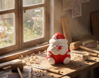 Figurine du père Noël en sculpture sur bois faite main, petite décoration de bureau, joli cadeau de Noël, décoration de voiture pour étagère de bureau à domicile