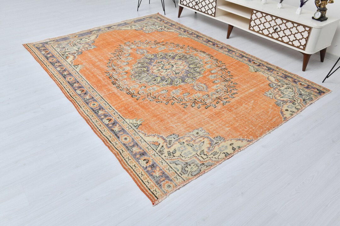 6x8 Rughandmade Rugvintage Area Rugoushak Area Rugturkish Etsy