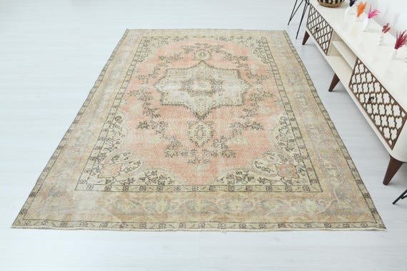 6x9 Rug, Oriental Rug, Soft Rug, Area Rug, 6x9 Turkish Rug, 6x9 Vintage Rug, Bed Room Rug, Oushak Area Rug, Hand Made Rug, Turkey Rug,S-3241
