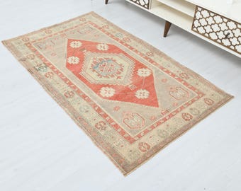 4x6 Rug,Oushak Rug,Vintage Rug,4x6 Turkish Rug,Handmade Rug,Floor Rug,Natural Rug,Anatolian Rug,Living Room Rug,4x6 Area Rug,Wool Rug,A-1321