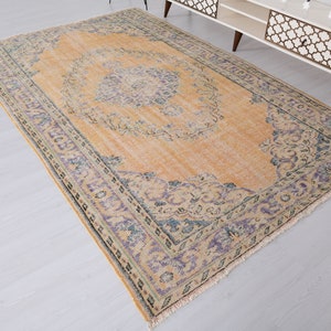 6x9 Rug,Oushak Rug,Turkish Rug,Handmade Rug,Living Room Rug,Antique Rug,Wool Rug,6x9 Area Rug,Vintage Rug,Anatolian Rug,Bohemian Rug,S-493