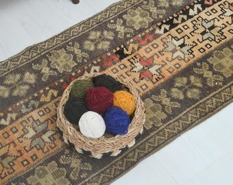 Vintage Small Rug,2x4 Turkish Rug,Turkish Bath Rug,Handmade Rug,2x4 Small Rug,Doormat Rug,2x4 Oushak Rug,Unique Rug,Wool Rug,Boho Rug,Ck-33