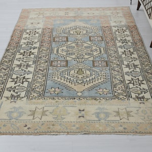 5x7,Custom Rug,Rare Rug,5x7 Rug,Handmade Rug,5x7 Vintage Rug,5x7 Area Rug,Oushak Rug,5x7 Turkish Rug,Boho Rug,Natural Rug,Bedroom Rug,A-904