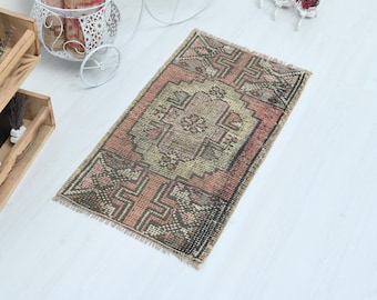 Bathroom Rug,2x3 Rug,Small Rug,Oushak Bath Rug,Natural Rug,2x3 Vintage Rug,Small Turkish Rug,Wool Rug,2x3 Small Rug,Boho Rug,Bath Rug,O-1283