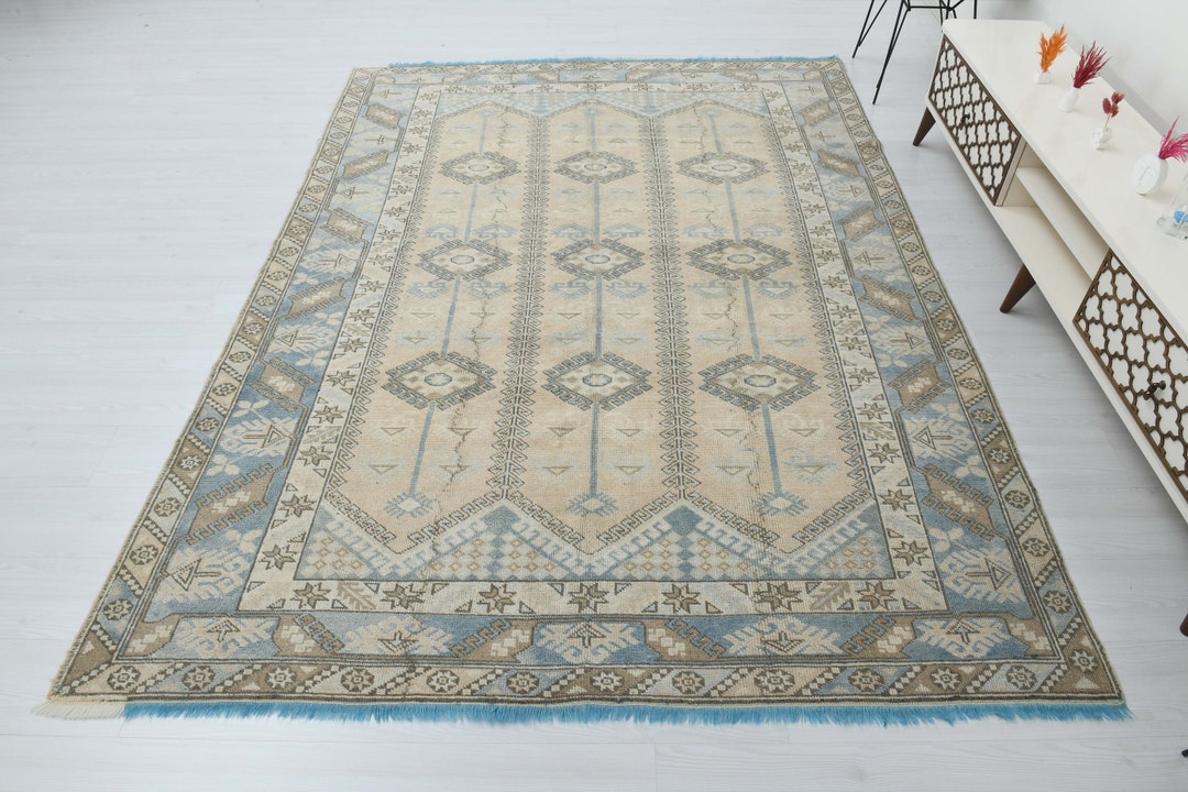 7x9 Vintage Rug,wool Rug,floor Rug,soft Rug,7x9 Area Rug,7x9 Rug,large ...