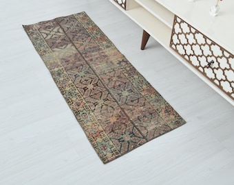 2x5 Rug,Soft Vintage Rug,Small Oushak Rug,Small Vintage Rug,2x5 Turkish Rug,Vintage Door Mat Rug,Mini Turkish Rug,Small Turkish Rug,LK-65