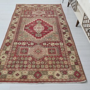 4x8,Area Rug,Red Rug,Living Room Rug,Turkish Rug,4x8 Area Rug,Oriental Rug,Brown Rug,Handmade Rug,Vintage Rug 4x8,4x8 Rug,Oushak Rug,A-1247