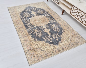 4x6 Rug,Vintage Rug,Turkish Rug,Rug For Bedroom,4x6 Area Rug,Living Room Rug,Oushak Area Rug,Wool Area Rug,Handmade Rug,Anatolian Rug,S-652