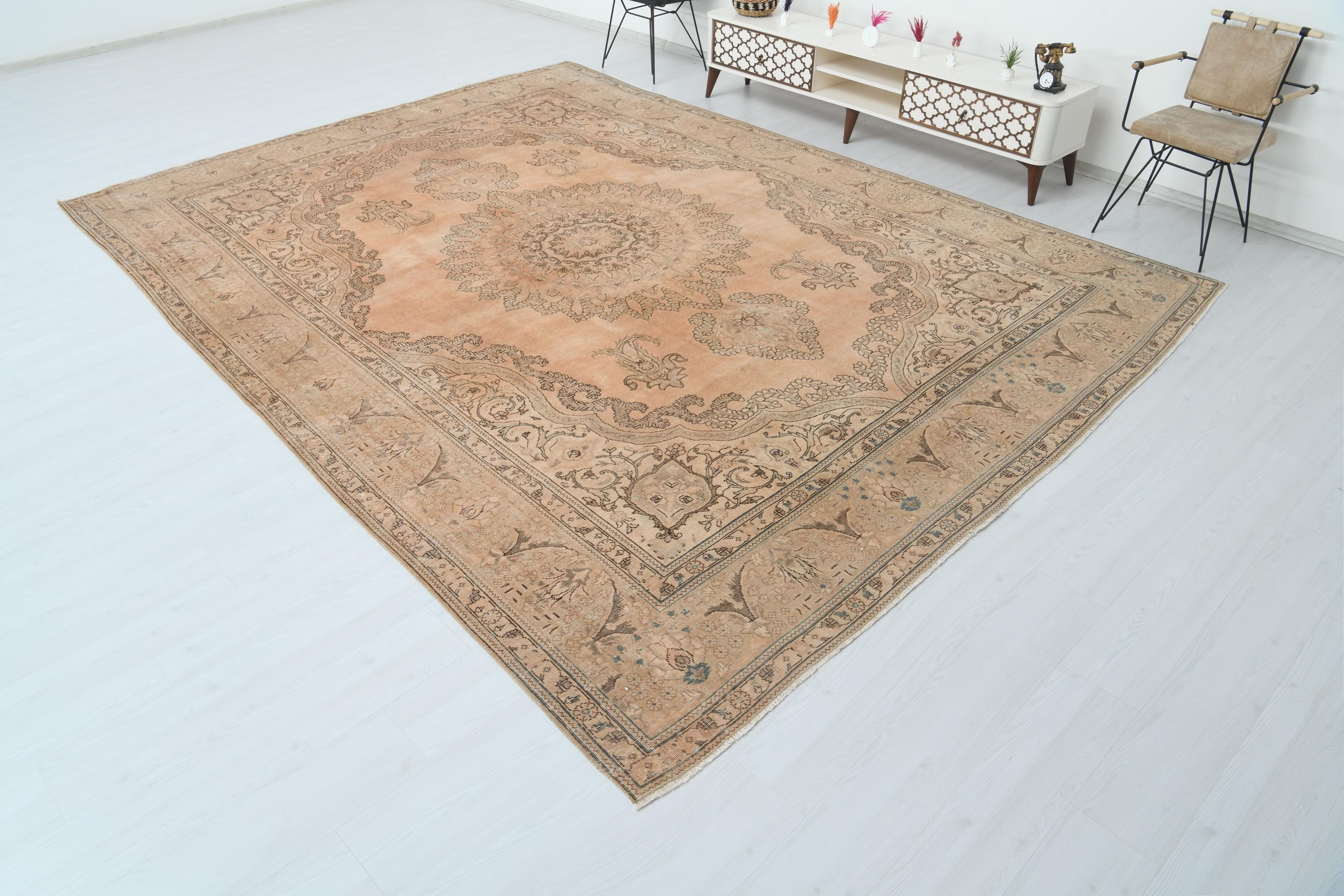 Oversize Turkish Rug,10x13 Vintage Rugs,10x13 Turkish Rug,10x13 Oushak Rug,10x13 Rug,Oversize Rug,Oushak Rug,Rugs For Living Room,Rug,P-459