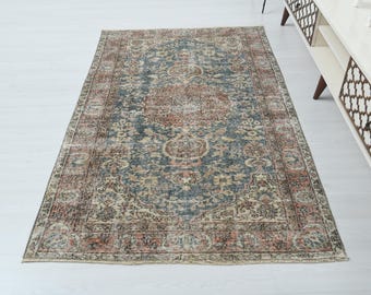 4x6 Rug,4x6 Handmade Rug,4x6 Oushak Rug,4x6 Turkish Rug,4x6 Vintage Rug,Vintage Decor Rug,Soft Vintage Rug,Handwoven Rug,Dorm Rug,S-2750