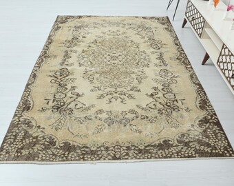 Oushak Area Rug, Wool Area Rug, Handmade Rug, Turkish Area Rug, Anatolian Rug, Neutral Rug, Vintage Area Rug, Antique Rug, Area Rug, S-2897