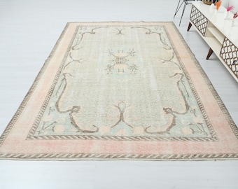 6x9 Rug, Orietnal Rug, Oushak Rug, Vintage Rug, Turkish Rug, 6x9 Oushak Rug, Turkish Area Rug, Living Room Rug, 6x9 Turkish Rug, S-2959