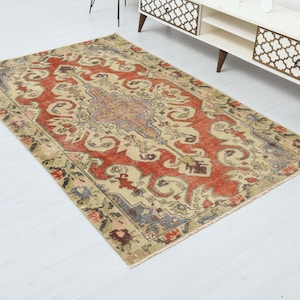 4x7,Oushak Rug,Vintage Rug,Handmade Rug,Turkish Rug,4x7 Oushak Rug,Wool Rug,Kids Rug,For Bedroom Rug,4x7 Turkish Rug,Vintage Area Rug,A-1316