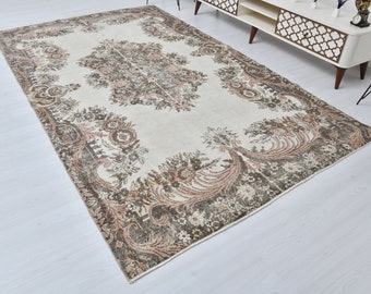 6x10 Area Rug,Living Room Rug,Turkish Rug,Oushak Rug,6x10 Anatolian Rug,Vintage Rug,Antique Rug,6x10 Rug,Handmade Rug,Soft Area Rug,S-106